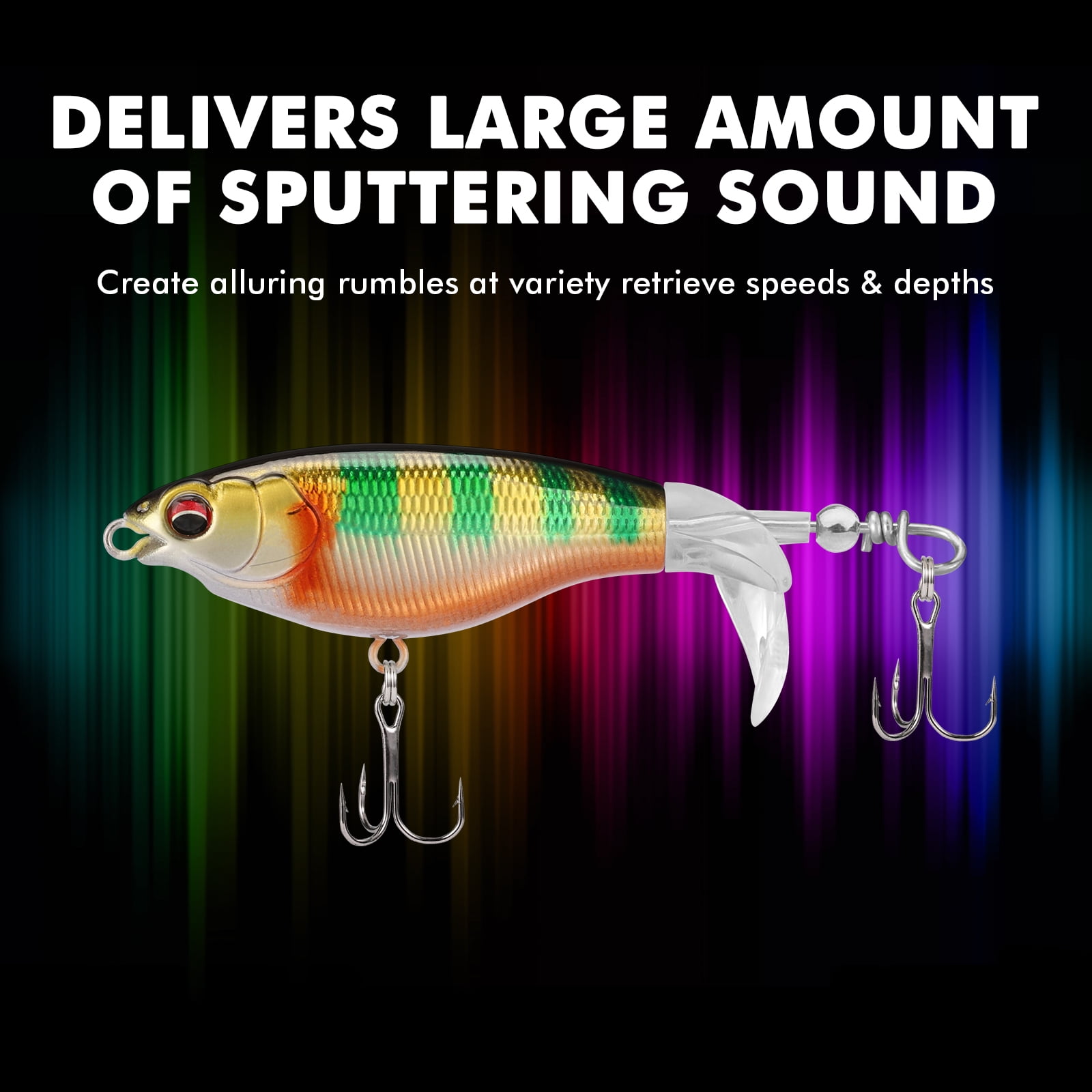 TRUSCEND Popobait Fishing Lures with BKK Hooks, Easy Catch: Instant Startup, Longer Cast, Balanced Spray/Sound/Swim, Topwater Plopper Bait for Bass, Walleye, Catfish, Pike, Great for Family Fishing