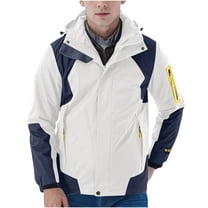 APEXFWDT Men's Big & Tall Outdoor Raincoat Waterproof Windbreaker Jacket with Removable Hood & Zip Pockets, Hiking Fishing Gear,XXXXL,White