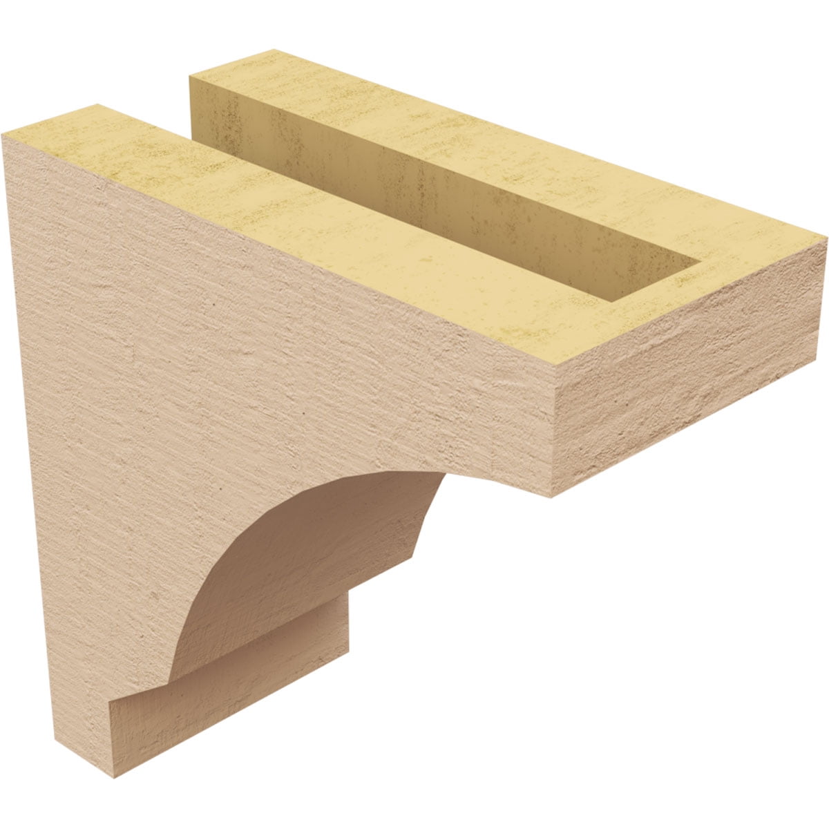 3"W x 6"D x 6"H Classic Moab Rough Cedar Woodgrain TimberThane Corbel, Primed Tan