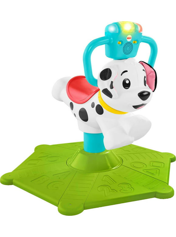 Fisher-Price Bounce and Spin Puppy Musical Ride-On Learning Toy for Babies and Toddlers