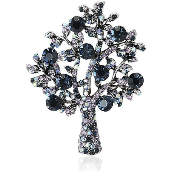 Rhinestone Tree Of Life Brooch Pins For Women Men Fashion Vintage Colorful Crystal Lapel Pin Corsage For Hat Banquet Suit Dress Accessories Elegant Wedding Festival Party Statement Jewelry Gifts