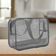 thumbnail image 2 of Bolsa de malla portátil para artículos de tocador, bolsa de maquillaje, organizador de viajes o campamentos, para la universidad o la residencia universitaria. Gris, 2 of 9