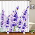 thumbnail image 4 of Lavender Shower Curtain, Purple Lavender Floral Shower Curtain Set, Watercolor Plant Leaves Flower Shower Curtains for Bathroom, Waterproof Fabric with 12 Hooks, 72 x 72 Inches, 4 of 6