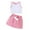 Pink, variant on Huanglei Girls' Sleeveless Vest Hairball Pendant Solid Color Skirt Two Piece Set