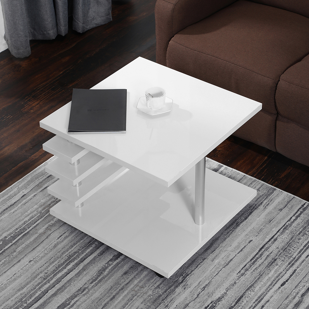 Kepooman High Gloss Coffee Table, Living Room Table with LED Lights