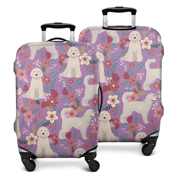 Goldendoodle Dog and Flower Floral Luggage Cover Fashion Suitcase Cover Baggage Covers Fit 25-28 Inch Luggage (Go Travel)