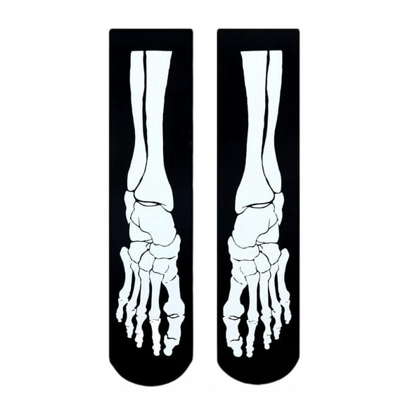 Women Men Halloween Skeleton Bone Print Middle Calf Socks Cosplay Costume Creative Festives Holiday Socks Hosiery Gift