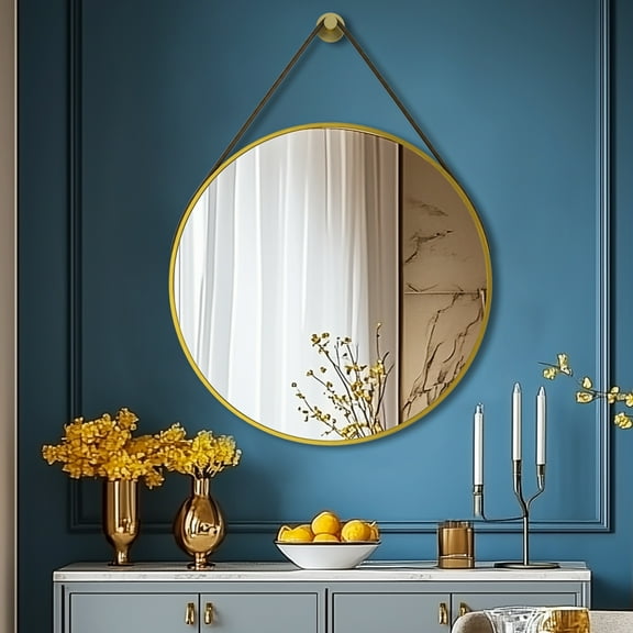 LUVODI 60cm Round Mirror Metal Frame Wall Hanging Mirrors for Entryway Bathroom Vanity