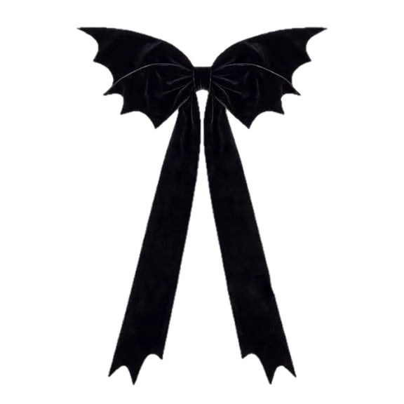 Oversized Black Bat Wing Bow 27x45 Inch Large Gothic Decoration With Pointed Tails For Doors Walls Stairs Mantels Halloween Party