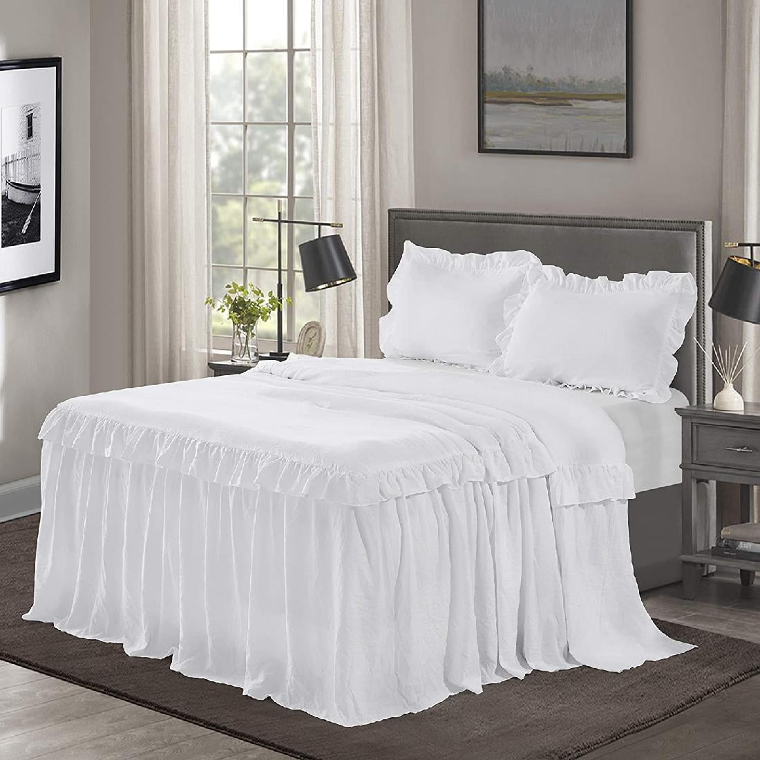 Ruffle Skirt Bedspread Set King - 30 inches Drop Ruffled Style Bed ...