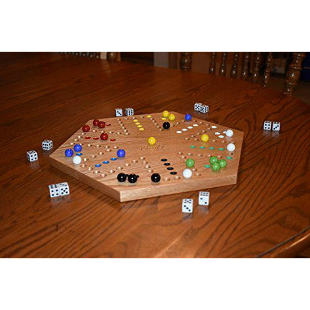 Solid Oak Double Sided Marble Board Game Hand Painted by Cauff (20 inch) :  Toys & Games 