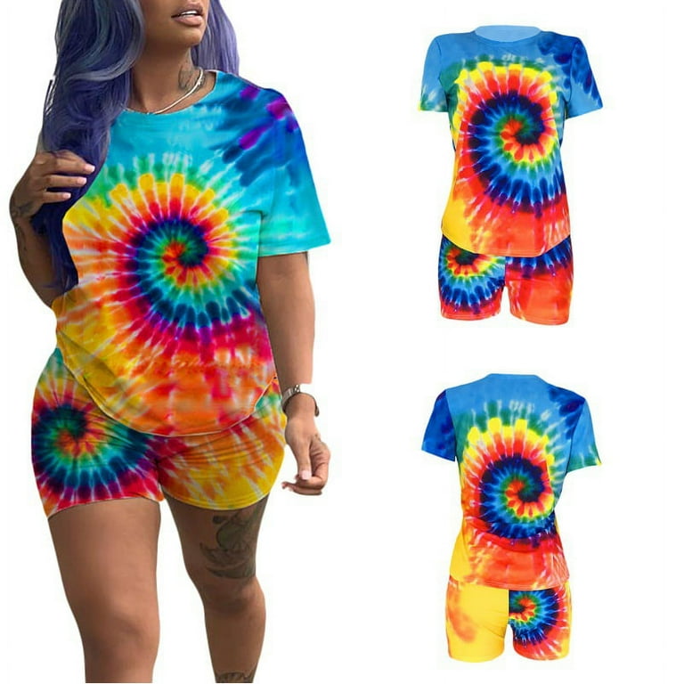 Tie dye short sets women 2 piece outfits sexy two piece outfit for