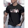 thumbnail image 1 of Men's Summer Casual T-Shirt with USA Print - Soft Polyester & Spandex Blend, Short Sleeve, Round Neck, Machine Washable, 1 of 4