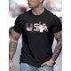 thumbnail image 1 of Camiseta informal de verano para hombre con estampado de EE. UU. - Mezcla de algodón suave y elastano, manga corta, cuello redondo, lavable a máquina, camiseta deportiva de ocio, 1 of 5