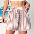 thumbnail image 2 of Admvng Womens Casual Striped Shorts Drawstring Waist Everyday Wear, 2 of 7