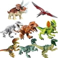 thumbnail image 3 of Juego de 8 piezas de dinosaurios jurásicos con bloqueo Tyrannosaurus Rex Spinosaurus Velociraptor Stegosaurus Bloques de construcción para niños, 3 of 4
