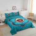 thumbnail image 3 of Erosebridal Ocean Wild Shark Bedding Full Comforter Set, Geometric Wave Stripe Down Comforter, Reversible 3 Pieces, 3 of 7