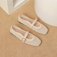 thumbnail image 4 of Mesh Mary Jane Ballet Flats Square Toe Adjustable Buckle Hollow Slip On Light Summer Casual Shoes Beach Sightseeing, 4 of 5
