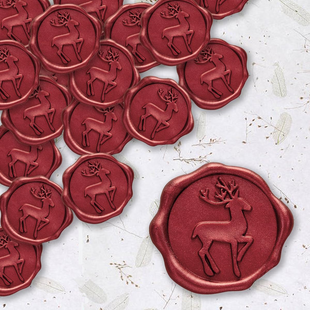 Christmas Adhesive Wax Seal Stickers 25pcs. Envelope Seals Self Adhesive Wax Stickers for Christmas Cards, Gifts and Santa Letters -Crimson Red