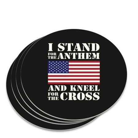 

I Stand For The Flag Kneel Cross USA American Flag Patriotic Novelty Coaster Set