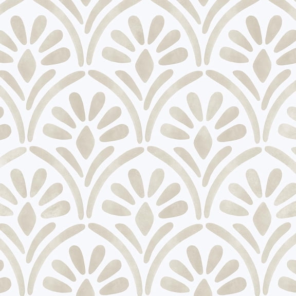 Beige Wallpaper Peel and Stick Boho Geometric Sector Contact Paper Watercolor Removable Self-Adhesive Textured Wall Paper for Bedroom Cabinets 17.3"x78.7"