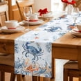 thumbnail image 5 of CrabCoastal Table Runner 72 Inches, Summer Beach Coral Starfish Blue Ombre Bed Runner Dresser Scarves Tabletop for Indoor Outdoor Parties/Ceremony/Banquet, 14" x 72", 5 of 9