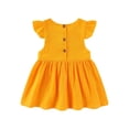 thumbnail image 5 of Zwiiyzr 2025 3M-4Y Infant Toddler Baby Dress Trendy Cute Solid Color Flying Sleeve Soft Sleeveless Button Dress Baby Girl Outfits Yellow, 5 of 9