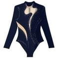 thumbnail image 3 of YONGHS Women Ballet Dance Leotard Turtleneck Long Sleeve Gymnastics Bodysuit Tops Navy Blue M, 3 of 7