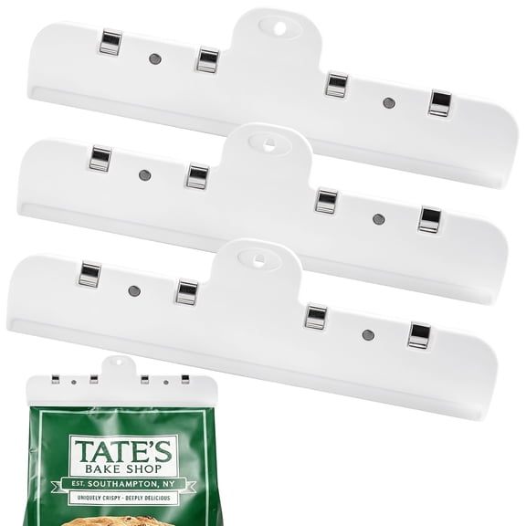 Damynai Large Magnetic Bag Clips, 3‑pack 8.66‑inch Heavy‑Duty Airtight Sealing Clips for Chips, Snacks, Dog Food Bags, Fridge Clamps with Hanging Hole