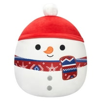 Squishmallows Official 12 inch Manny the Snowman with Red Hat and Scarf - Child's Ultra Soft Plush Toy