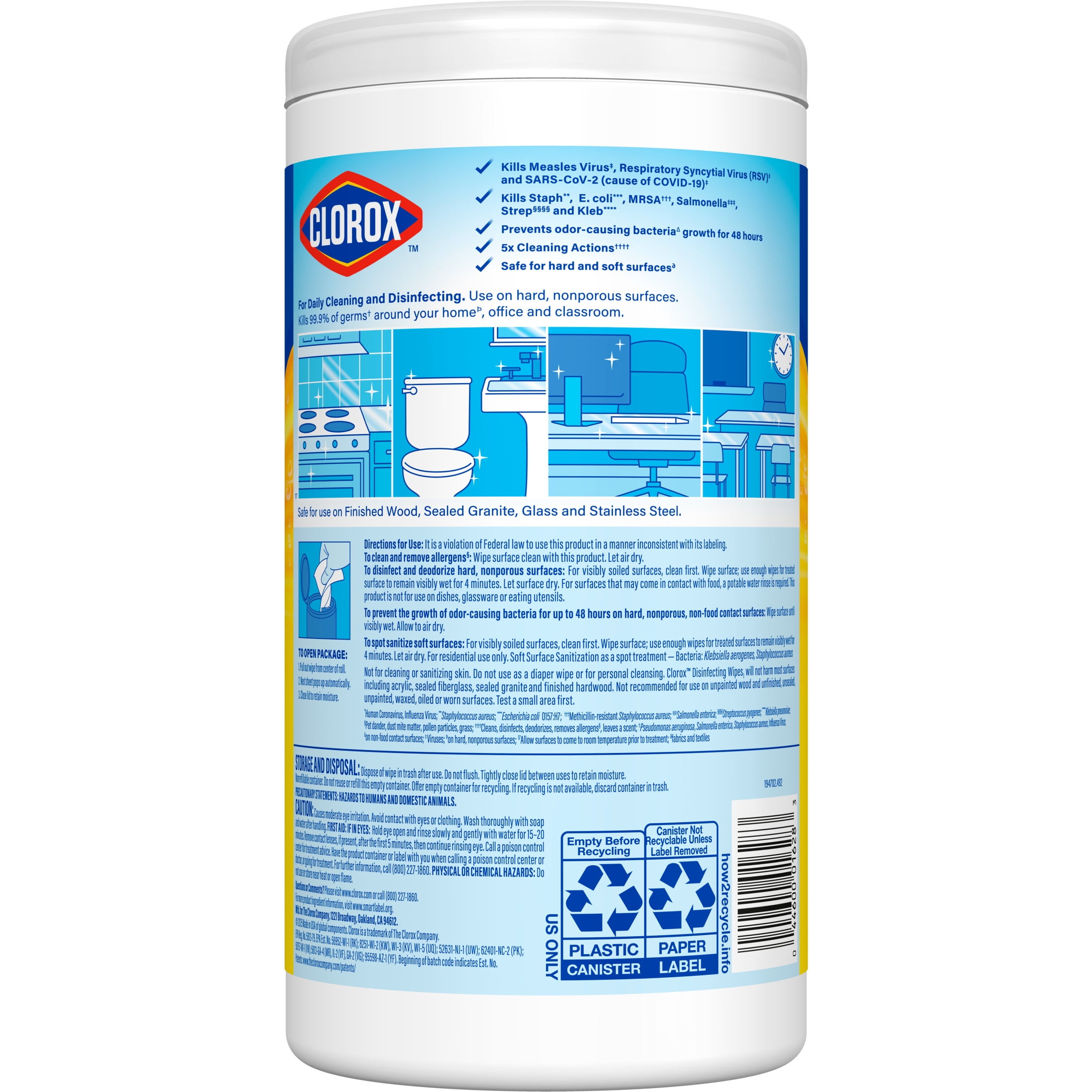 Clorox Bleach-Free Disinfecting and Cleaning Wipes, Crisp Lemon, 75 Count