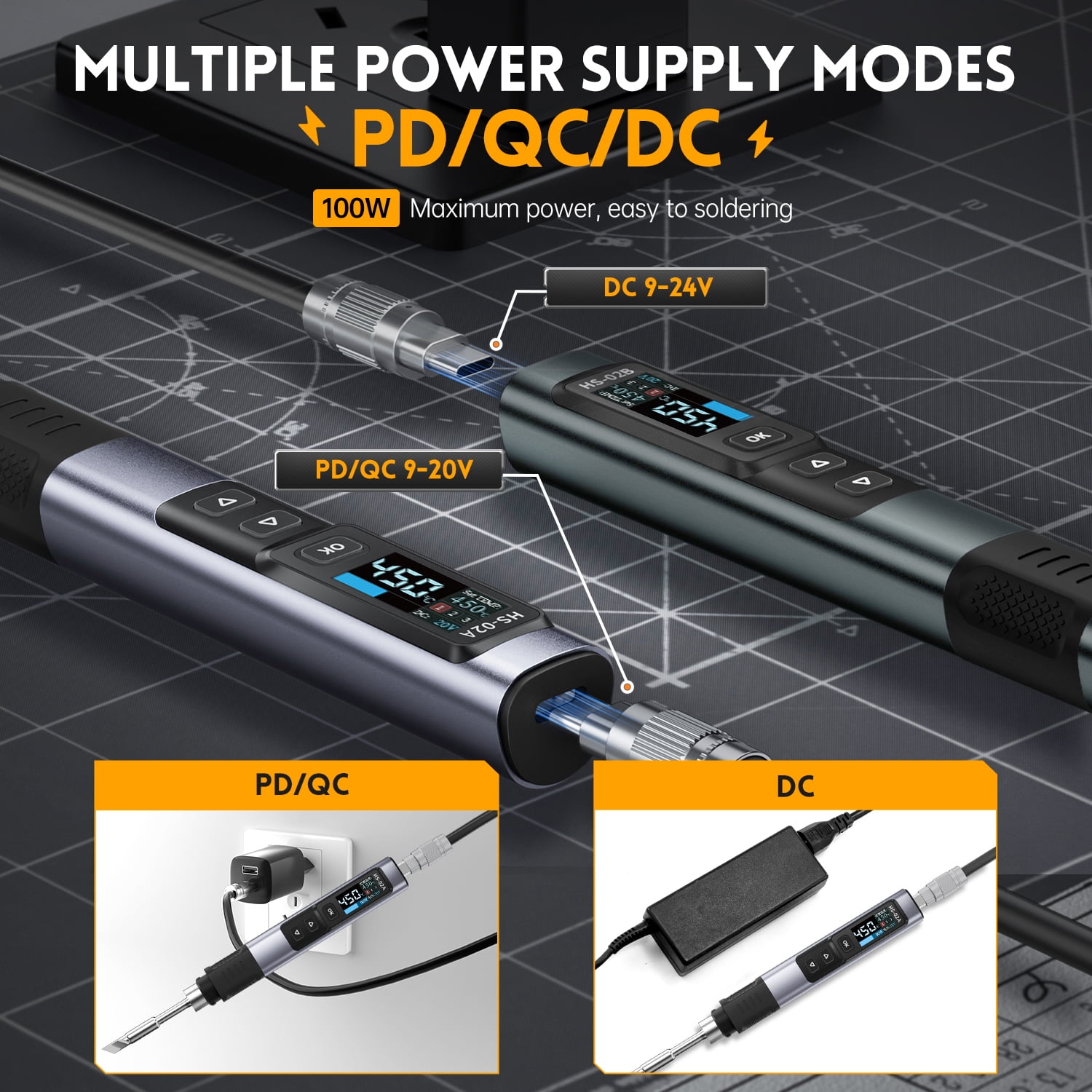 FNIRSI HS-02 intelligent soldering iron 100W portable thermostatic soldering station soldering pen home maintenance welding