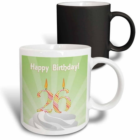 

Number 26 Candle with Colorful Dots on Top of Whipped Icing Happy Birthday 11oz Magic Transforming Mug mug-179361-3