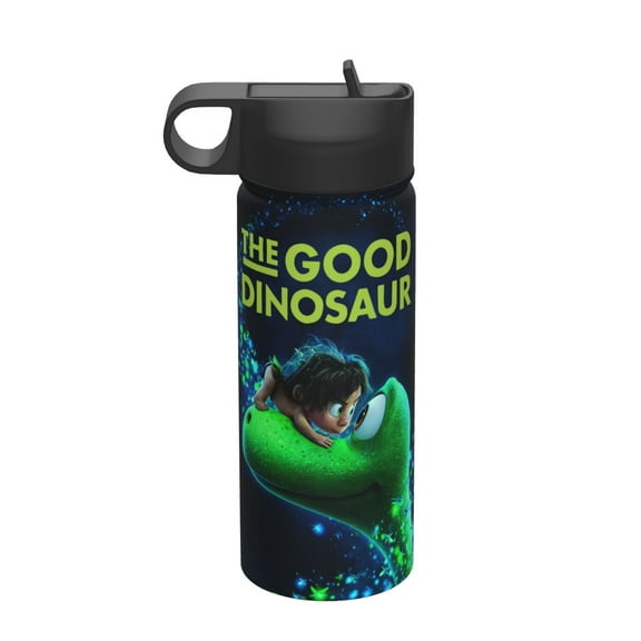 Cartoon The Good Dinosaur Insulated Stainless Steel Wide Mouth Water Bottle With Straw, 18oz Portable Leak Proof Drinking Bottle For Kids Sports School And Travel 18oz Cute Thermos