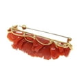 thumbnail image 5 of Genuine natural red coral flower pendant enhancer lapel pin brooch 14k gold, 5 of 8