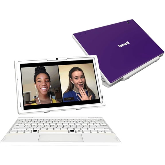 Pre-Owned Tanoshi Scholar Kids Computer: a 2-in-1 Kids Android Laptop for Ages 6-12, 10.1" HD Touchscreen Display (Purple)
