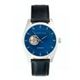 thumbnail image 1 of Alfred Sung Men's Automatic Silver Blue Open Heart Dial Leather Watch, 1 of 2