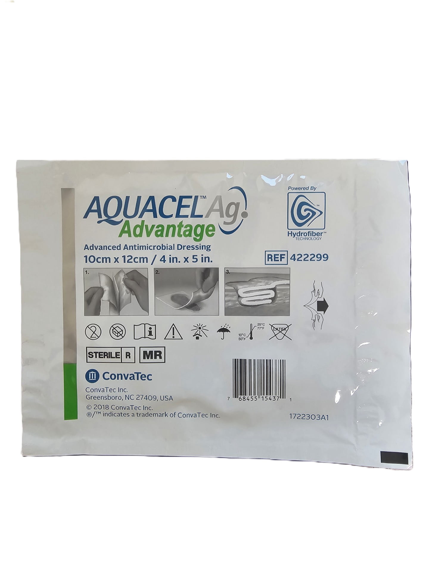 ConvaTec Aquacel Ag Advantage Advanced Antimicrobial Dressing 4"x5" 422299, 10pk
