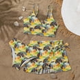 thumbnail image 2 of UngA Swimsuits for Teen Girls Bikini Cute Bathing Suits for Kids Girls Tropical Floral 3 Piece Summer Swimwear with Cover Up Skirt (Yellow,8-9 Years), 2 of 4
