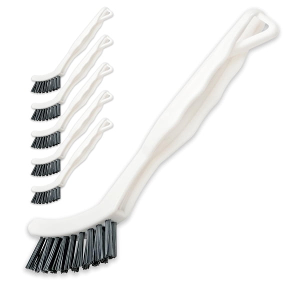 Juego de 6 cepillos limpiadores de lechada – Cepillos de limpieza de detalles y fregado de cerdas rígidas para uso doméstico en bañera, ducha, cocina, pisos de azulejos, ranuras para fregadero, rieles