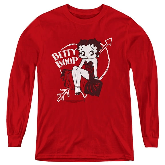 Betty Boop Lover Girl Youth Long Sleeve T-Shirt Tee Red