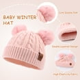 thumbnail image 2 of Baby Girls Knitted Winter Hat Scarf Gloves Set Warm Twist Toddler Beanie Neck Warmer Kids Boys Hat with Pompom (Light Pink), 2 of 4