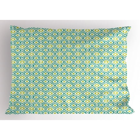 Ikat Pillow Sham Ogee Pattern In Indonesian Weave Art Style