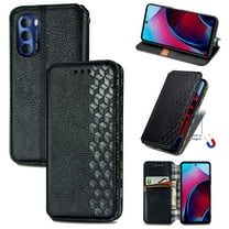 Wallet Case for Motorola Moto G Stylus 5G 2022, Magnetic PU Leather Kickstand Flip Cover with Card Holder Shockproof TPU Shell Embossed Pattern Folio Case for Motorola Moto G Stylus 5G 2022, Black