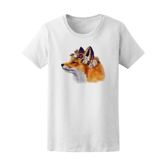 Watercolor Cute Fox Sketch T-Shirt Women -Image by Shutterstock, Female Medium