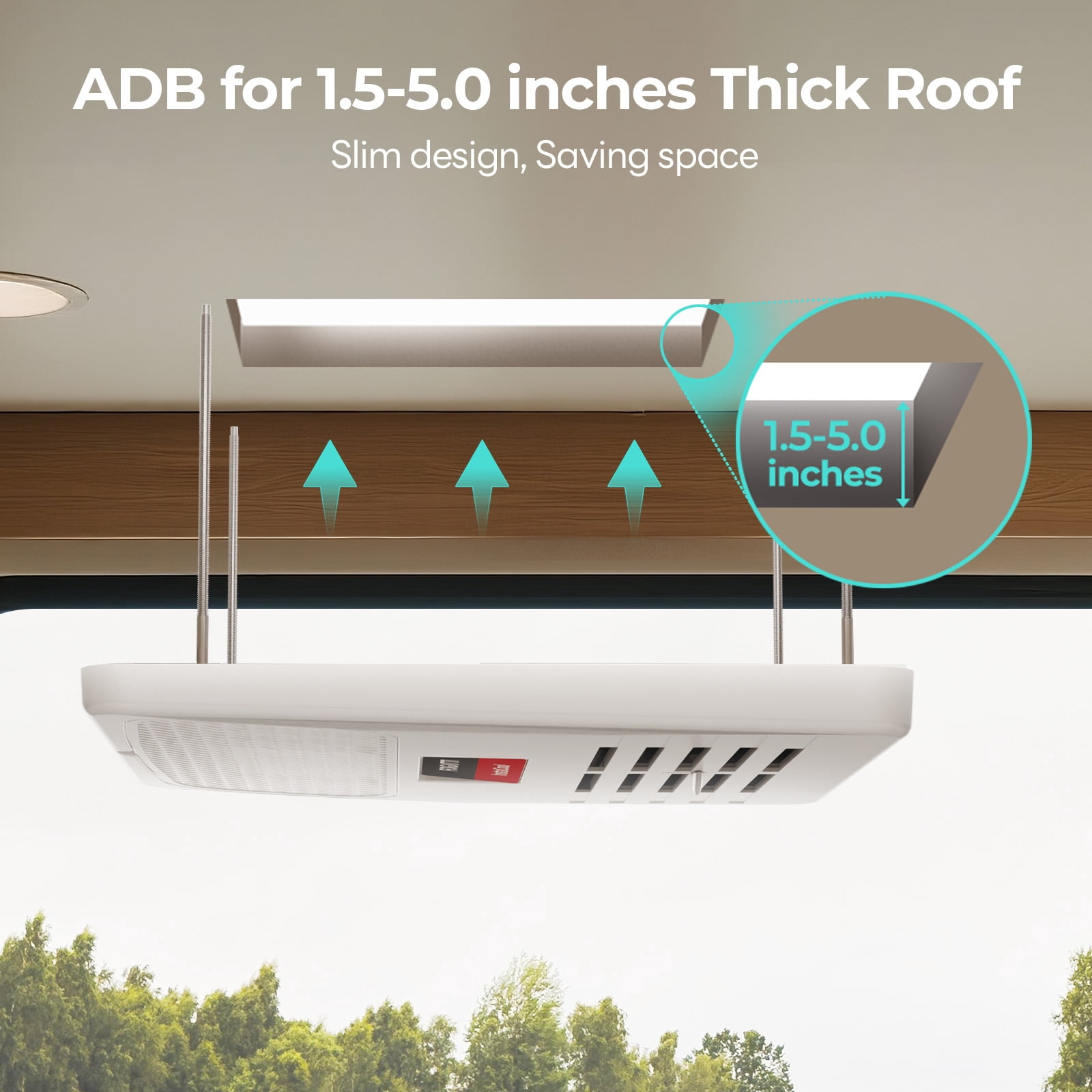 Fogatti Ducted RV Rooftop Air Conditioner 15,000 Btu with Air Distribution Box & Wired Thermostat, 115V Camper Trailer Motorhome AC, Low Noise