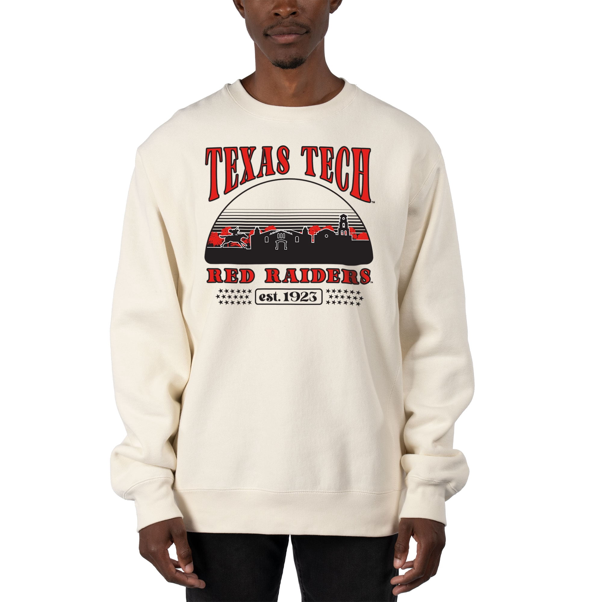 Men's Uscape Apparel Cream Texas Tech Red Raiders Premium Heavyweight Pullover Sweatshirt