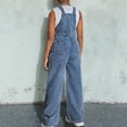 thumbnail image 5 of Vividxx Trendy Girls Denim Overalls With Star Casual Wide Leg Jumpsuit For Teen Girls Comfortable Summer Fall Onesie Solid Color Toddler O-Neck Fashionable Dailywear, 5 of 5