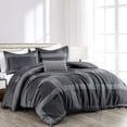thumbnail image 2 of Chezmoi Collection 4-Piece Geometric Jacquard Comforter Set King Size, Soft Silky Lustrous Modern Gray Geometric Block Pattern Lightweight Bedding Set for All Seasons, 2 of 10