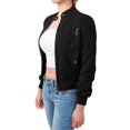 thumbnail image 3 of Made by Olivia Women's Casual Faux Suede Ribbed Hem Zip Up Bomber Short Jacket, 3 of 4
